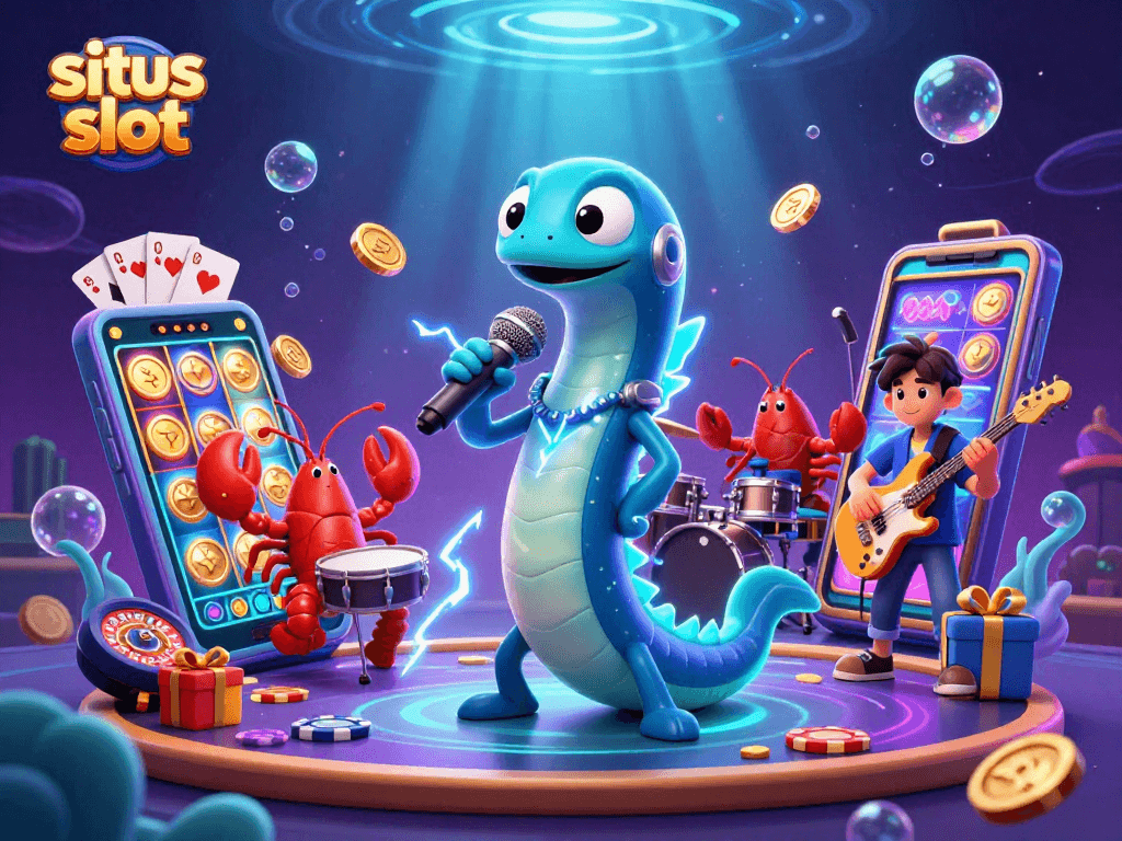 Permainan situs slot menenangkan dengan ikan listrik sebagai DJ, lobster sebagai drummer, dan kuda laut sebagai gitaris.