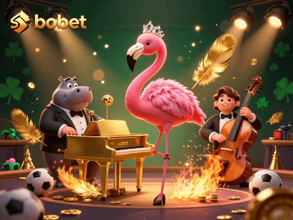 SBOBET offers thrilling sports betting action with vibrant characters and dynamic elements in an engaging casino setting.