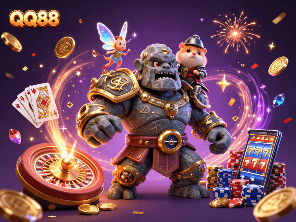 Engage with QQ88's vibrant casino adventure featuring magical characters and dynamic gaming elements.