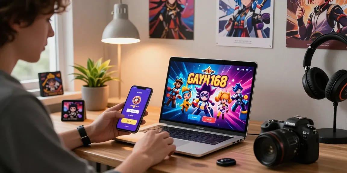 Engaging online shopping experience with Gacha168 gaming themes and vibrant graphics.