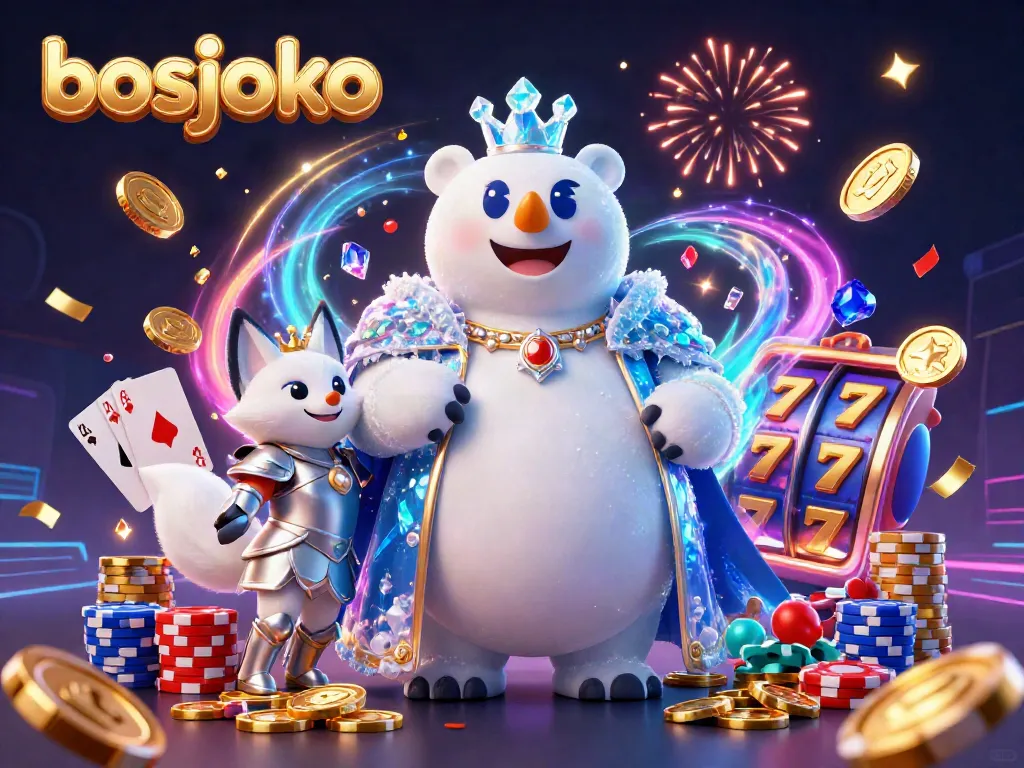 Experience thrilling gaming at bosjoko with festive golden coins and vibrant slot reels.