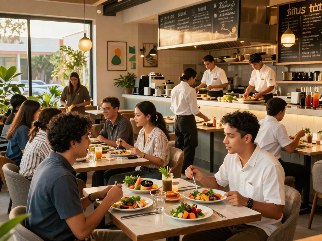 Experience the culinary delight at a restaurant featuring situs toto dishes in a vibrant atmosphere.