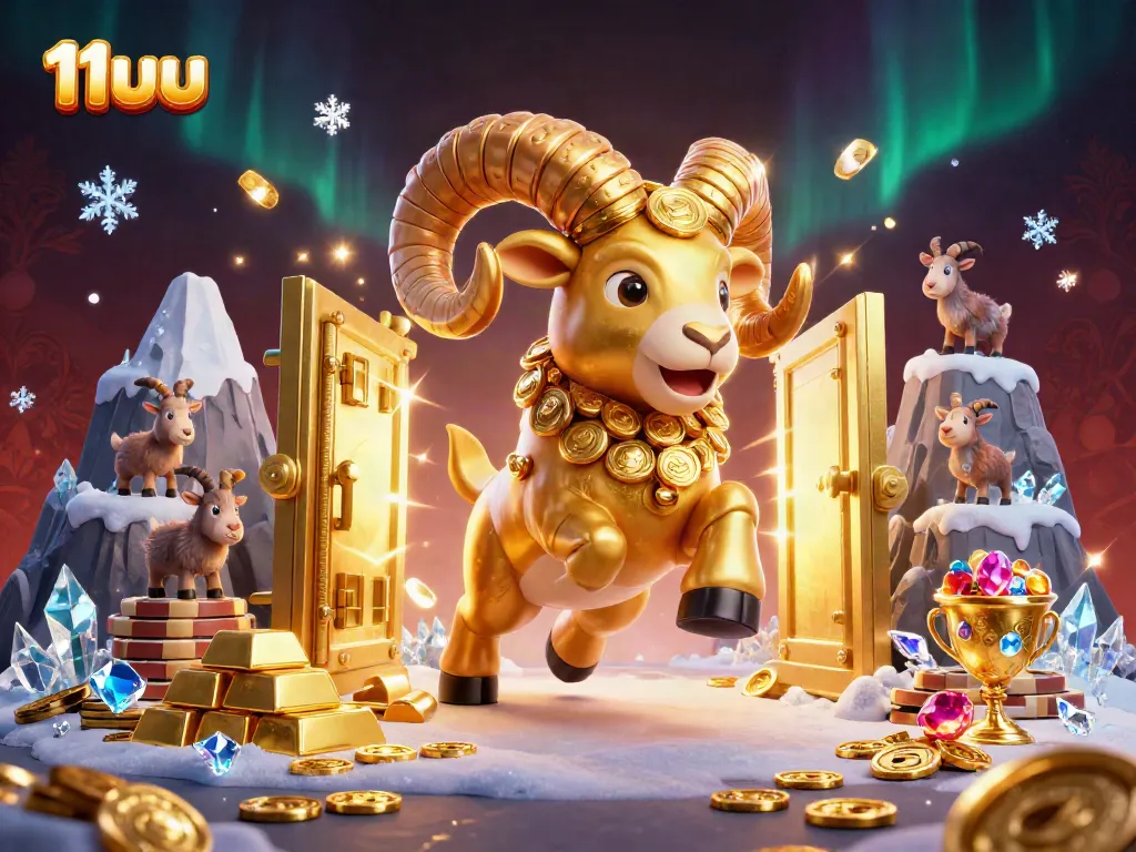11uu showcases an exciting 3D casino experience with animated golden ram and dynamic treasure elements.