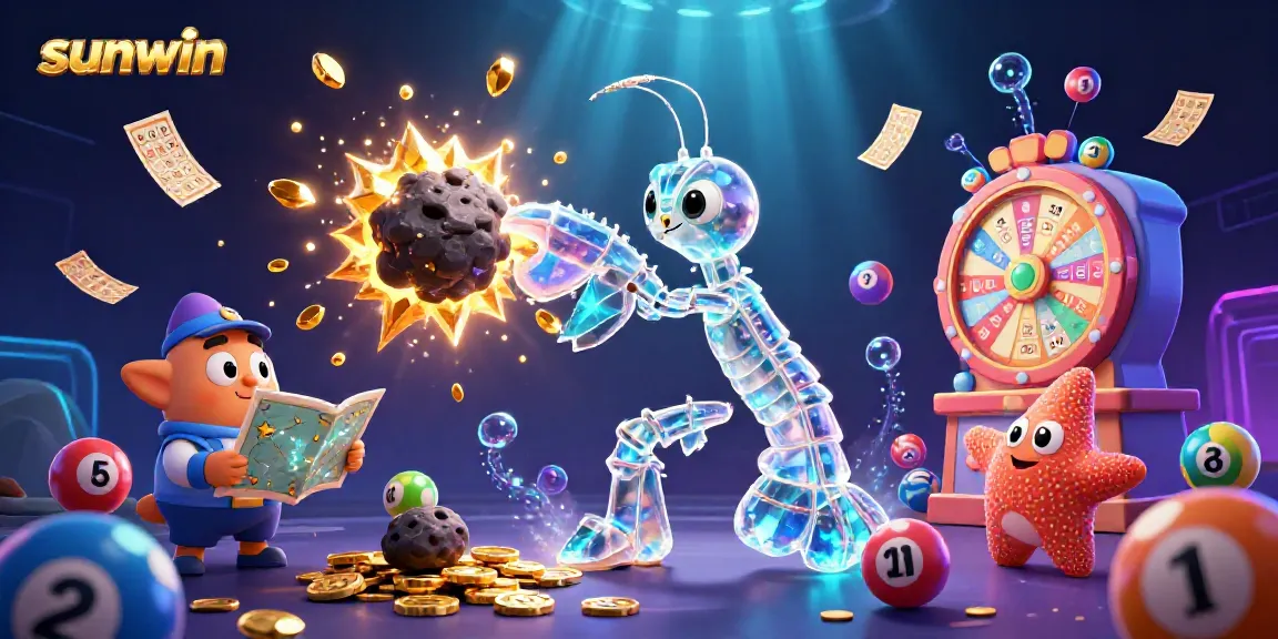 Experience thrilling game action with sunwin in a vibrant 3D illustration logo featuring energetic gameplay elements.