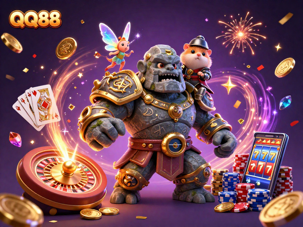 Engage with QQ88's vibrant casino adventure featuring magical characters and dynamic gaming elements.
