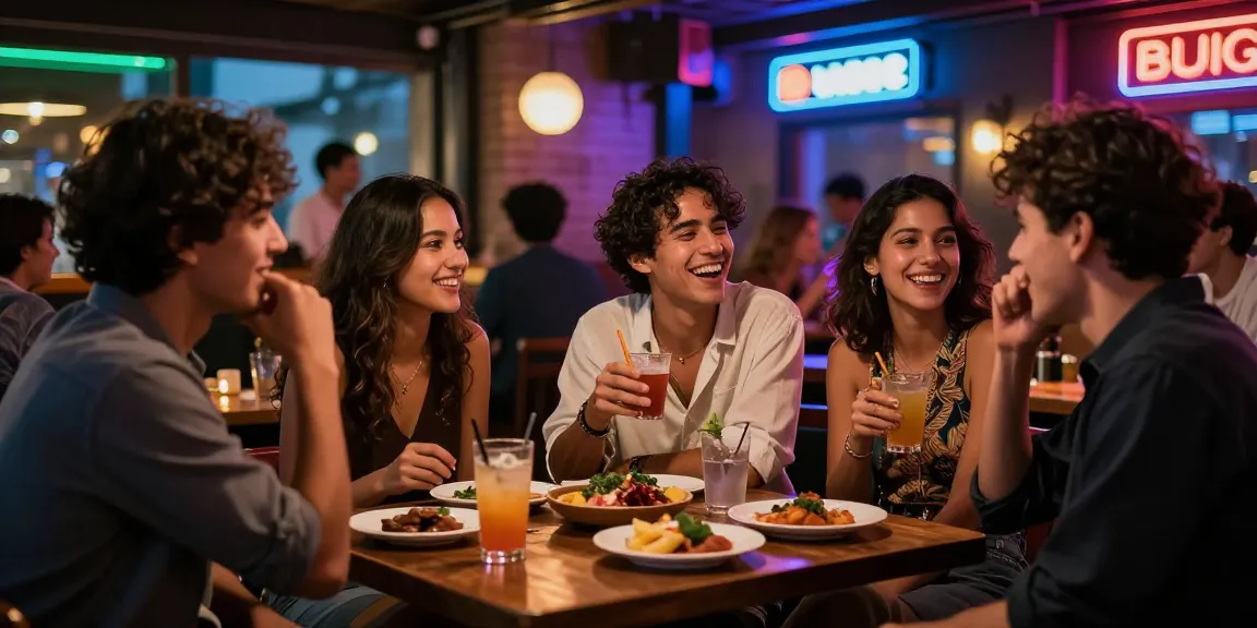 Gái gọi tận hưởng buổi tối sôi động tại quán bar với ánh đèn neon