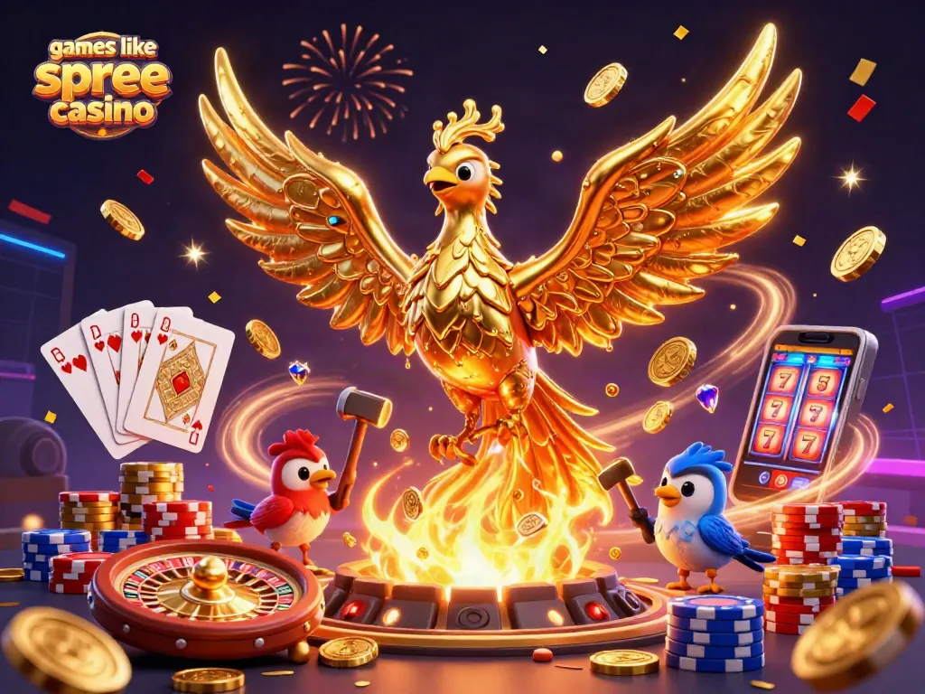 Discover top games like spree casino with golden phoenix and vibrant casino elements.