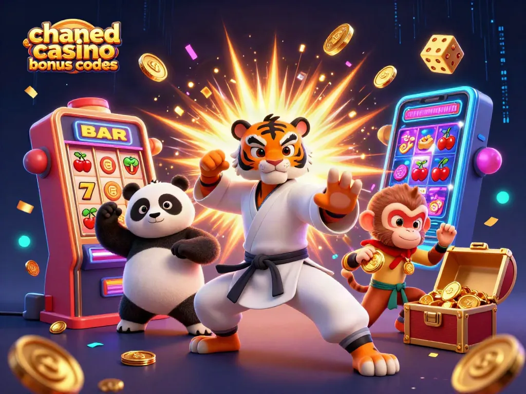 Engage with chanced casino bonus codes featuring vibrant 3D illustration of characters in a casino setting.