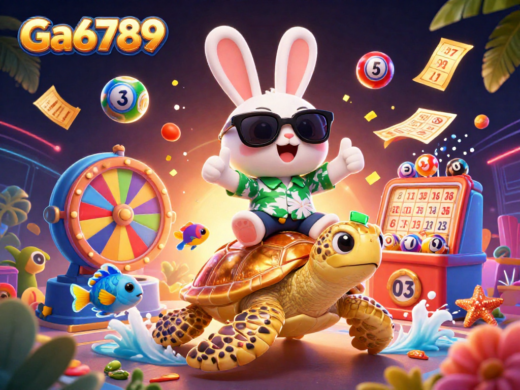Engage with Ga6789's vibrant casino illustration showcasing lottery excitement featuring a lucky rabbit.