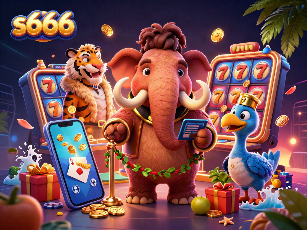 Engage with the vibrant s666 casino scene featuring whimsical characters and dynamic gaming elements.