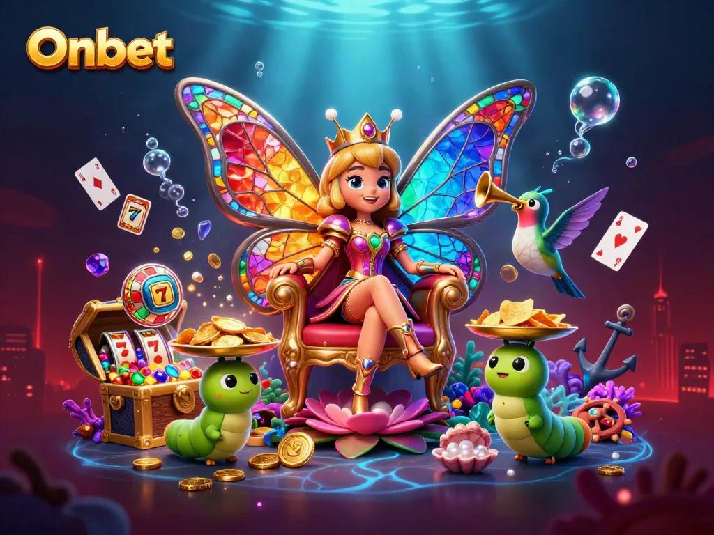 Onbet promotes exciting gameplay with vibrant characters and illuminating casino elements.