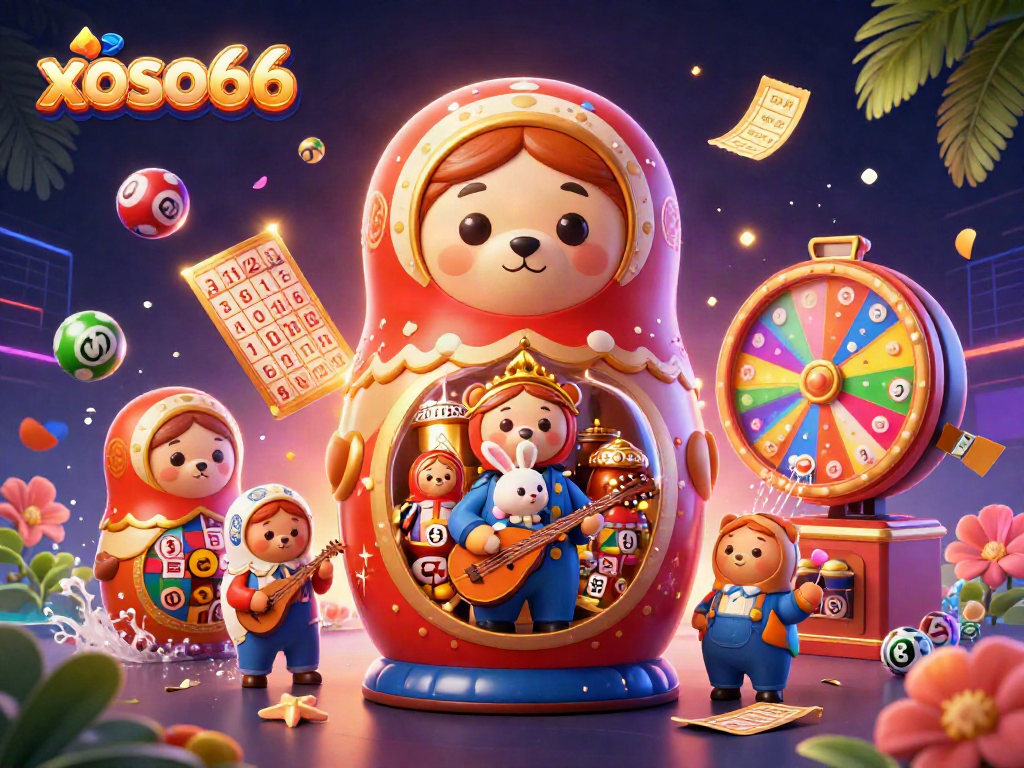 Experience thrilling lottery fun with xoso66, vibrant balls and engaging characters in a dynamic celebration.