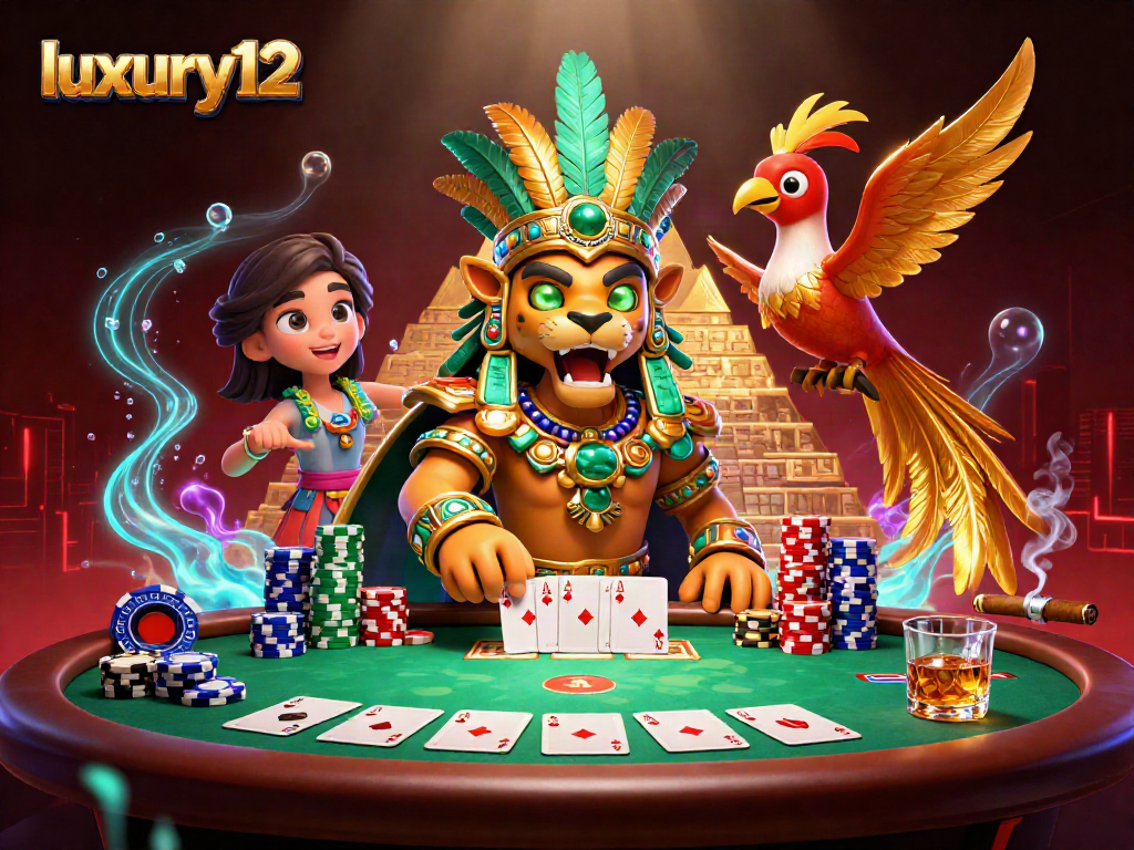 Experience luxury12 gameplay with a vibrant casino scene featuring engaging poker elements.