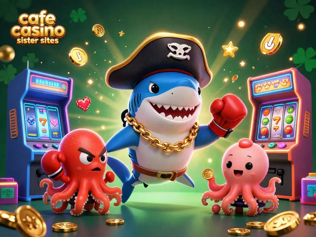 Join the action with cafe casino sister sites featuring a pirate shark and playful friends!