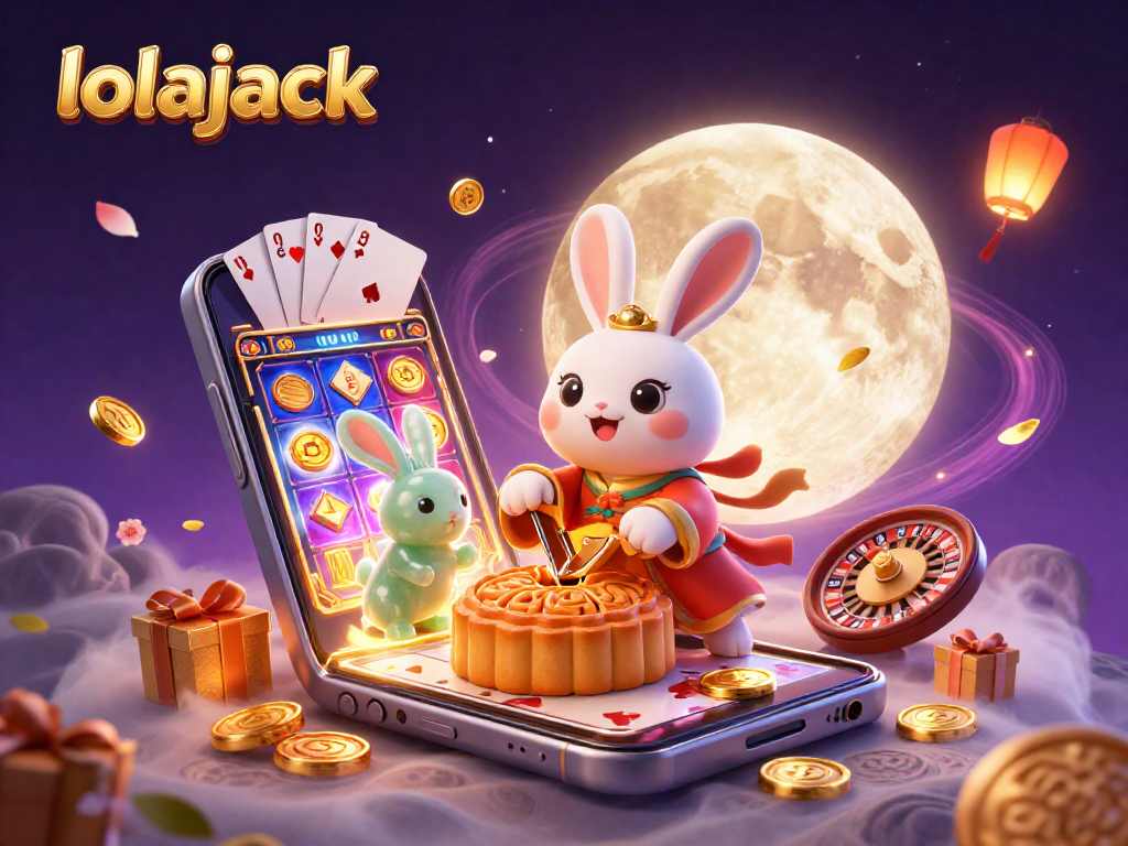 Experience lolajack's vibrant casino atmosphere with moon rabbits and dynamic game elements.
