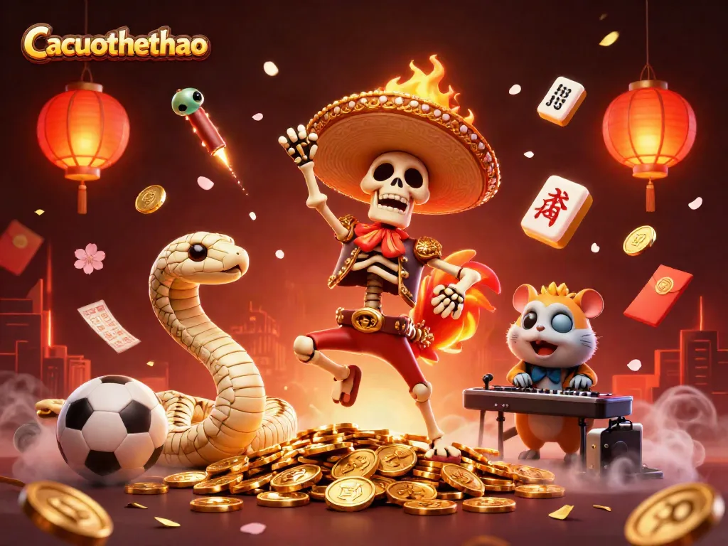 Experience thrilling sports betting excitement with Cacuocthethao's vibrant 3D casino illustration.