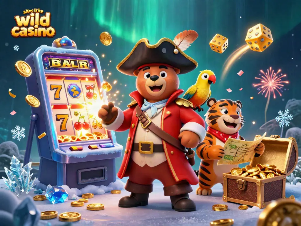 Experience thrilling action with slots like wild casino, featuring a pirate bear and treasure.