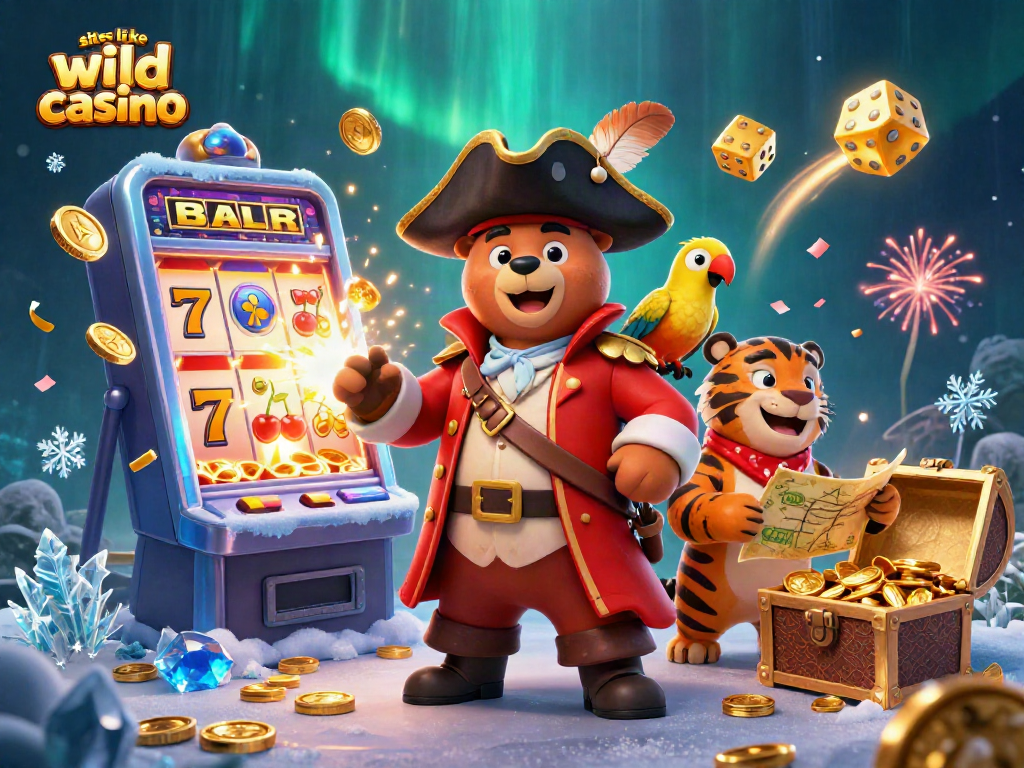 Experience thrilling action with slots like wild casino, featuring a pirate bear and treasure.