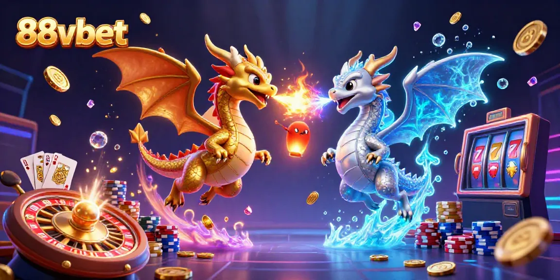 Experience the thrilling gameplay of 88vbet with dragons, coins, and poker in a stunning illustration.
