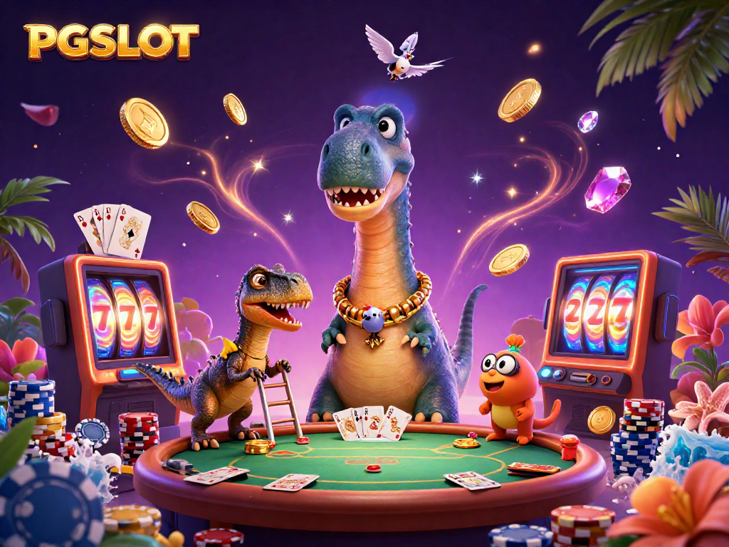 Experience the thrill of PGSLOT with vibrant characters and immersive casino elements.