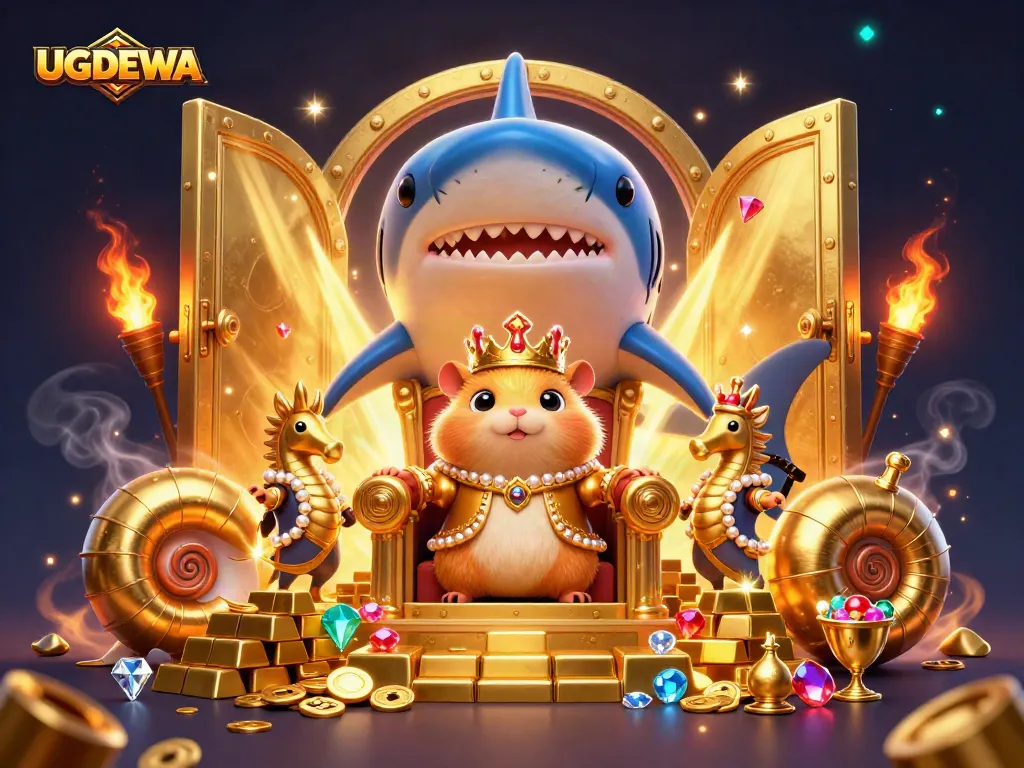 Experience thrilling wins with UGDEWA, where golden treasures and a fierce hamster king rule the gaming kingdom.