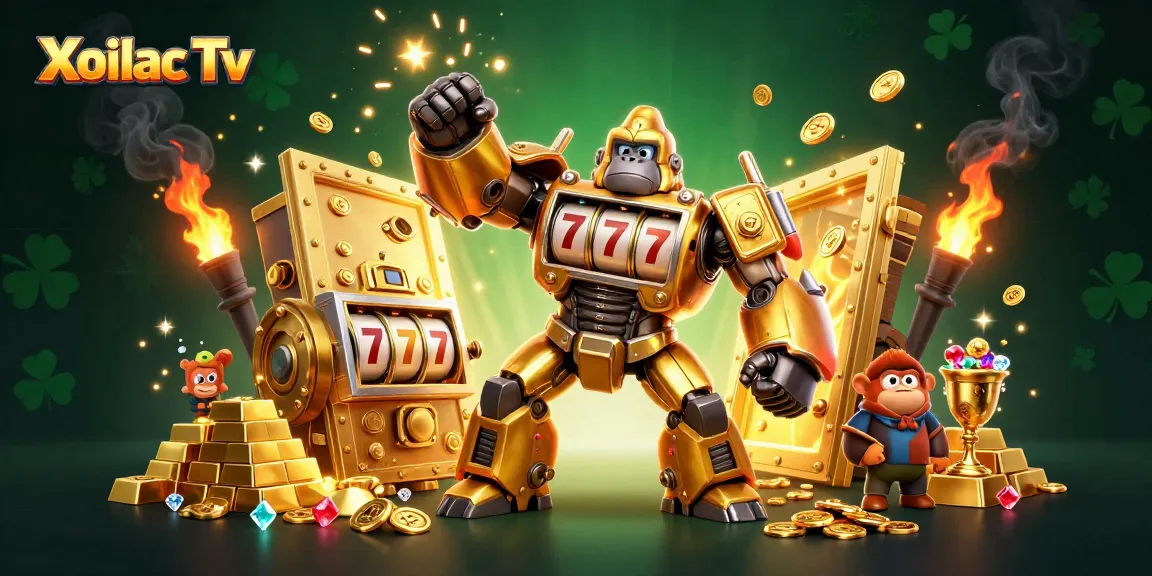 Experience thrilling action with Xoilac Tv in this vibrant 3D casino-themed scene.