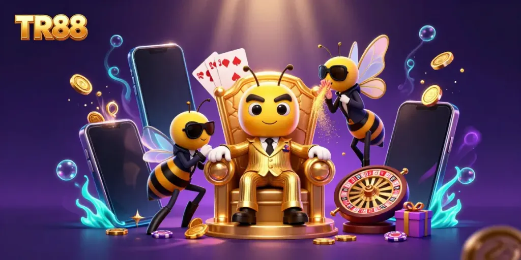 Experience thrilling gameplay with TR88 in a vibrant casino scene featuring a bumblebee mob boss.