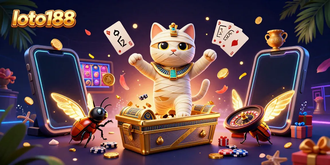 Engage in thrilling gambling experiences with loto188, featuring exciting Egyptian-themed characters and dynamic casino elements.