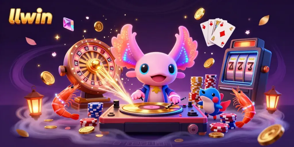 Experience gaming excitement at llwin with vibrant characters, spinning reels, and dynamic gaming elements.