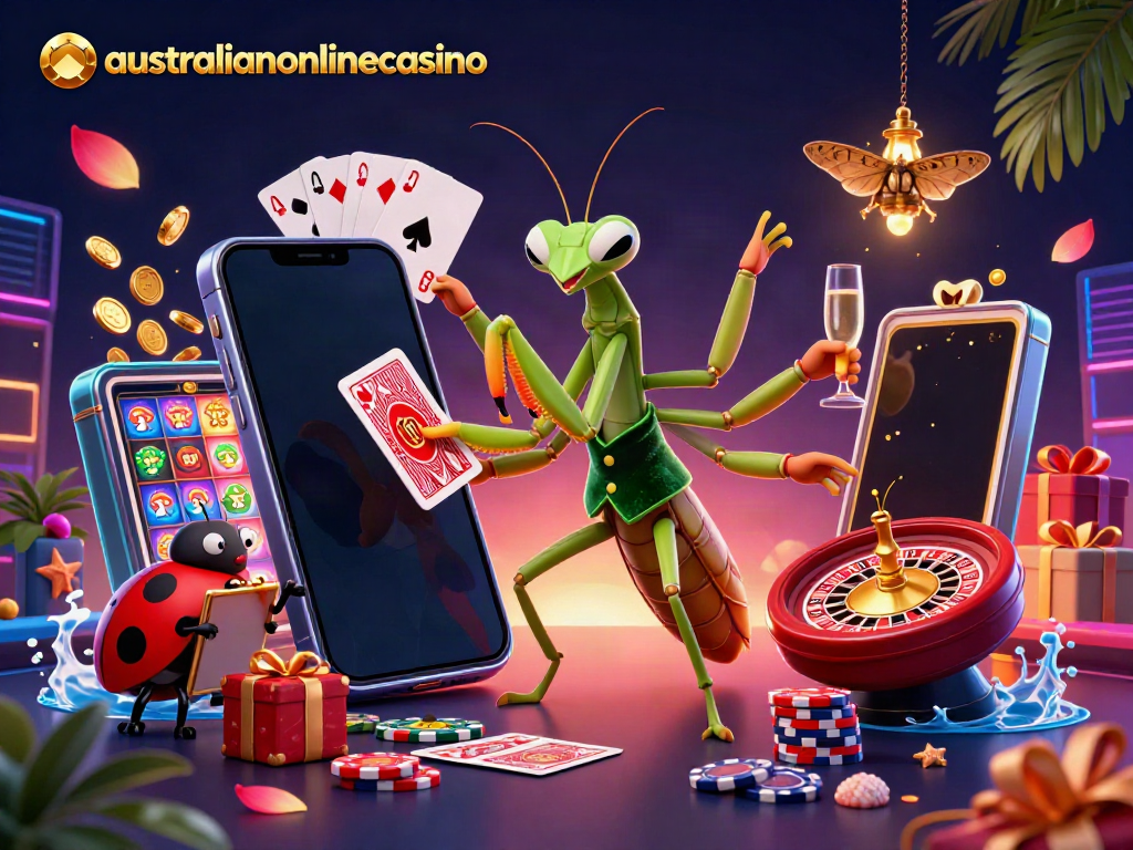 Experience the excitement of australianonlinecasino with a vibrant 3D illustration featuring engaging characters and dynamic gaming elements.