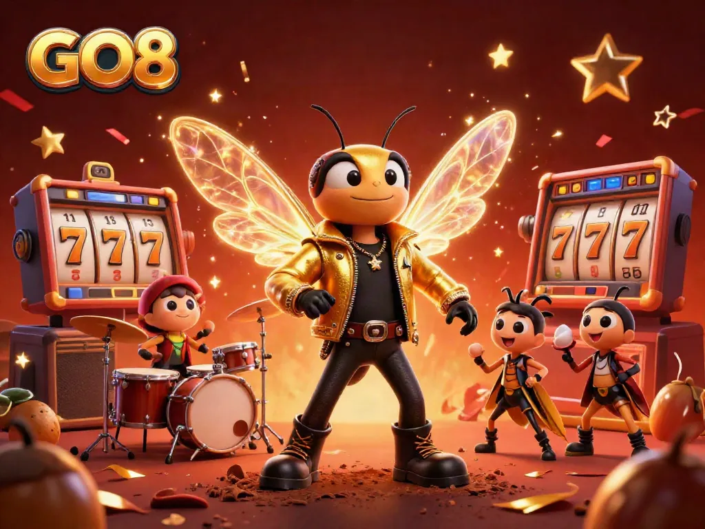 Experience the excitement of GO8 gaming with vibrant casino-themed characters and rich visual detail.