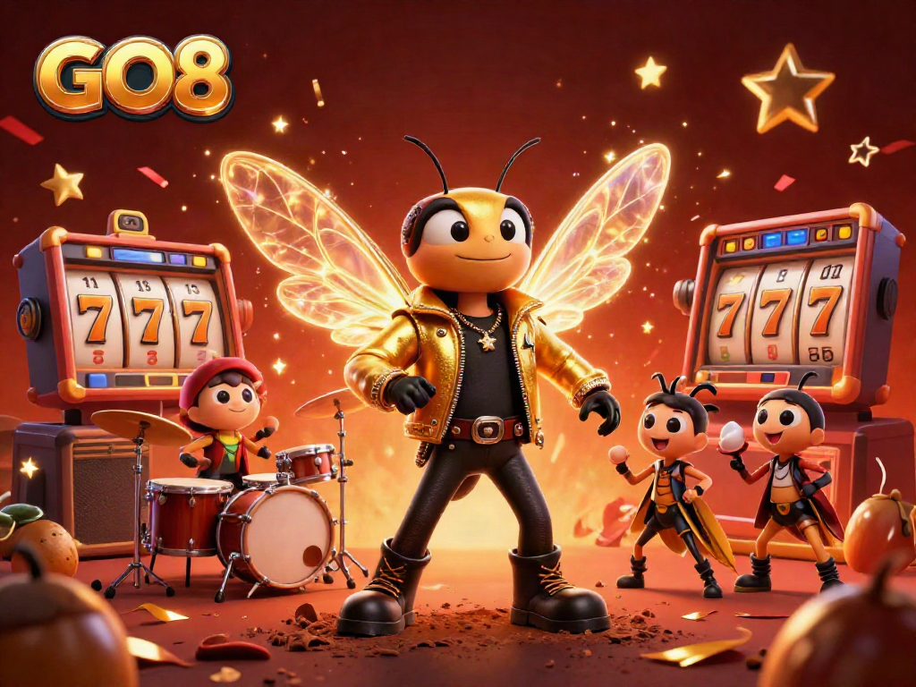 Experience the excitement of GO8 gaming with vibrant casino-themed characters and rich visual detail.