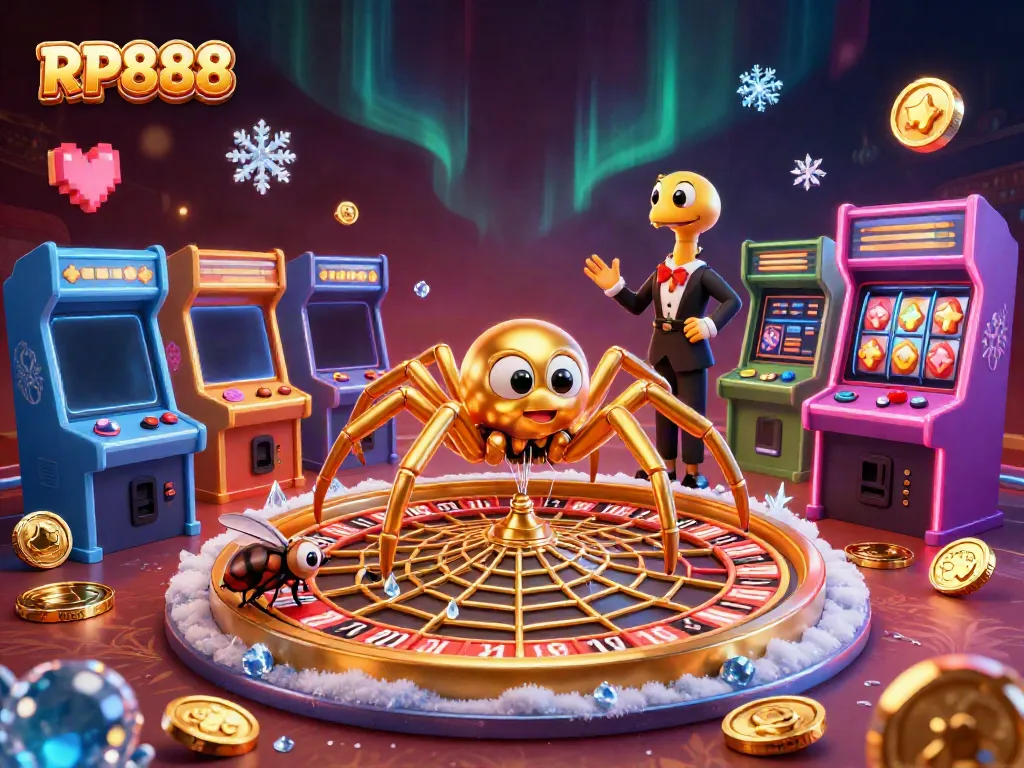 Spin to win with RP888, featuring vibrant 3D casino characters and dynamic gaming elements.