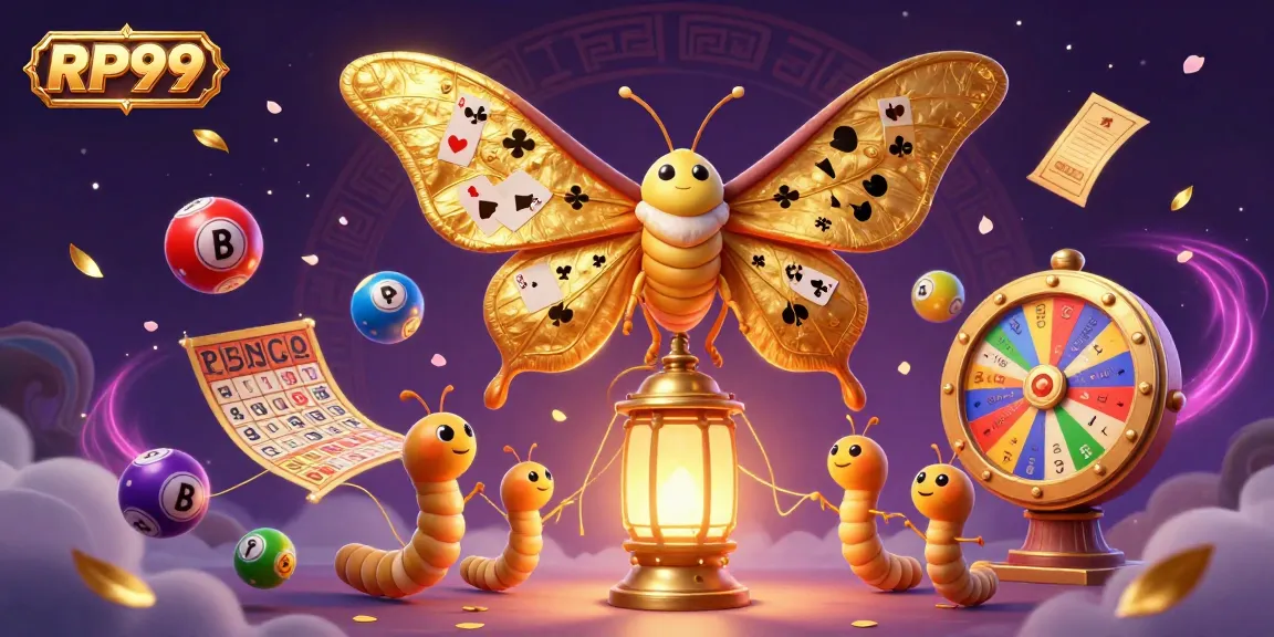 RP99 showcases winning lottery balls, spinning prize wheels, and a magical moth symbolizing casino excitement.