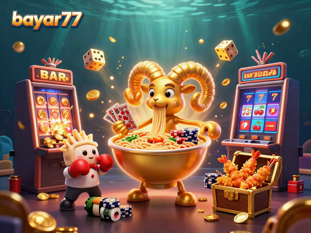 Engage with bayar77 in a vibrant casino scene featuring dynamic characters and stunning jackpots.