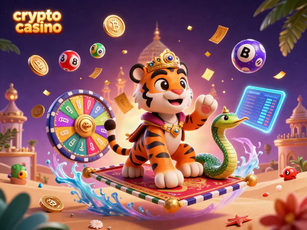 Experience the excitement of a crypto casino with dynamic actions and colorful elements.