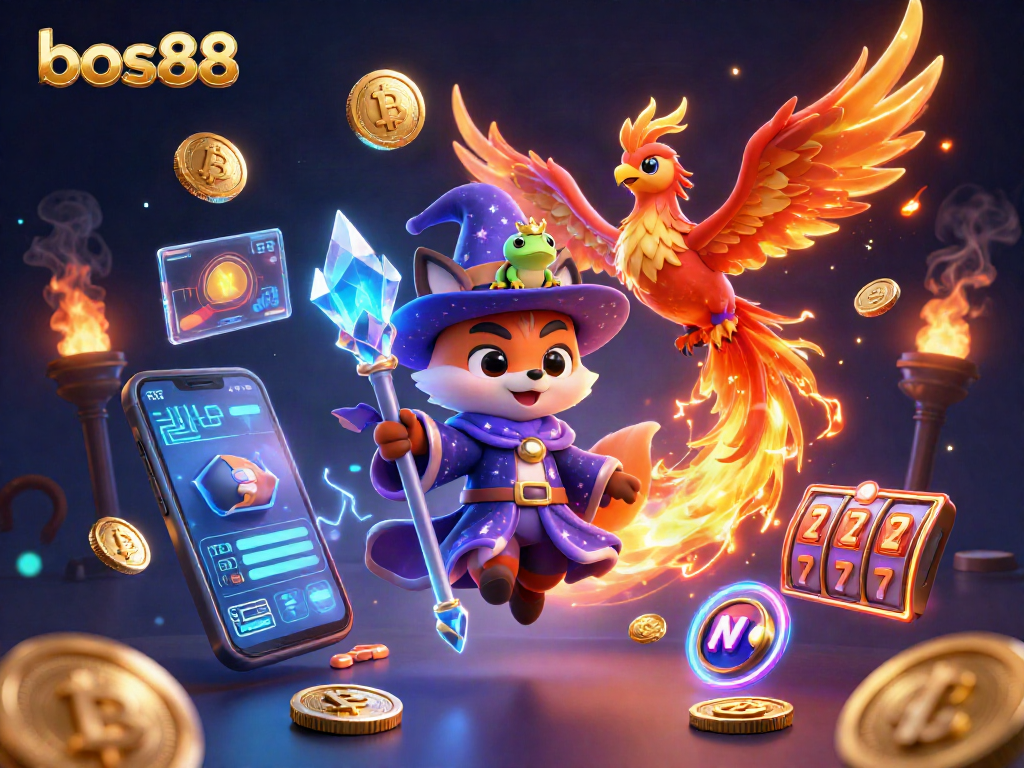 Deposit dan bermain di bos88 dengan mesin slot bertema ajaib dan simbol jackpot yang menawan.