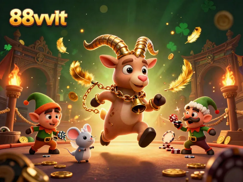 Experience thrilling gameplay at 88vvvvt with a festive casino scene featuring cartoon characters and dynamic betting elements.