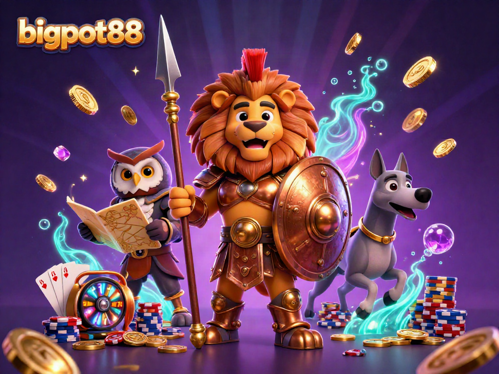 Experience bigpot88 with exhilarating gameplay featuring exciting characers and vibrant casino elements.