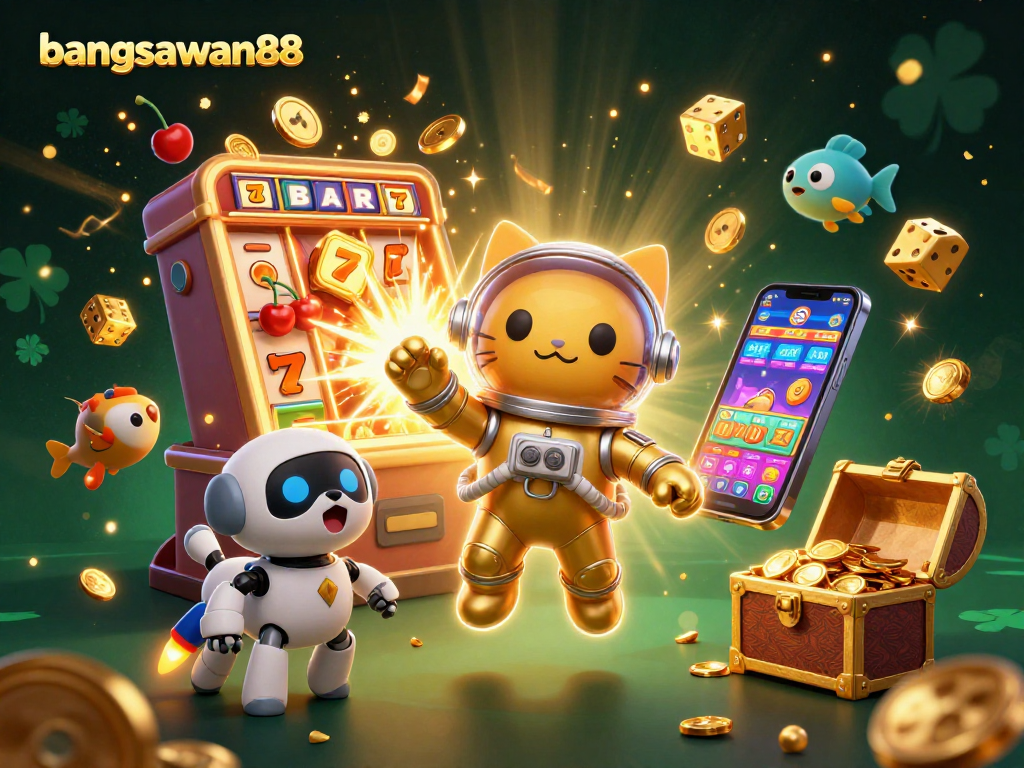 Experience winning excitement with bangsawan88's vibrant 3D casino scene full of dynamic game elements.