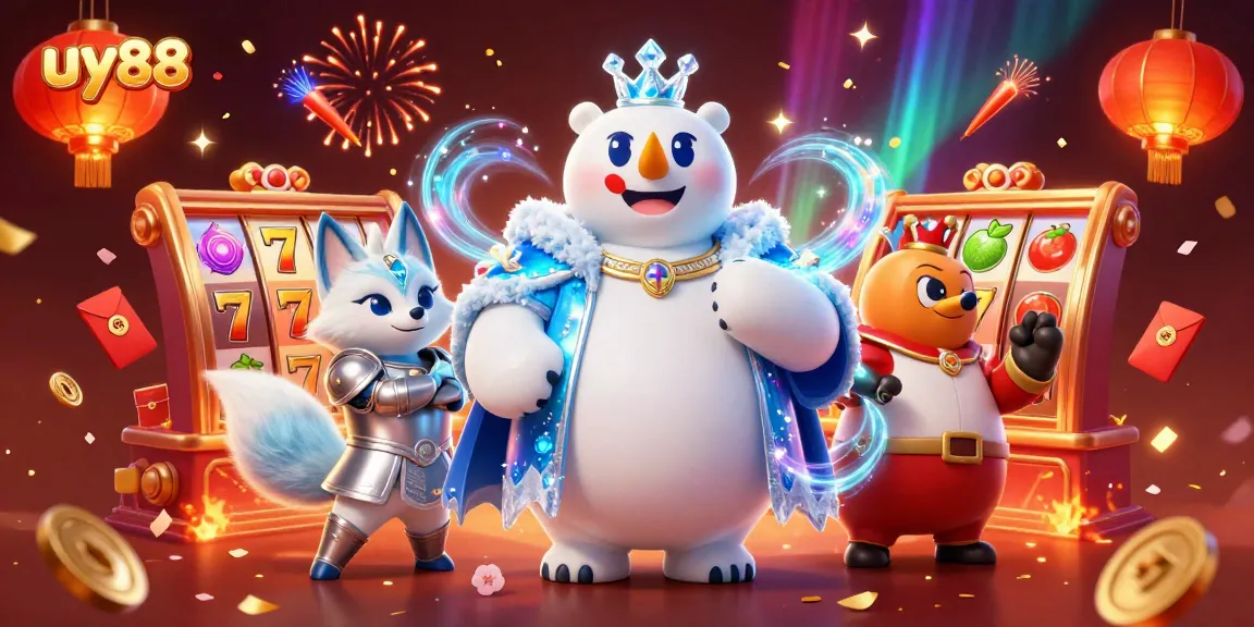 Spin and win with uy88 at our vibrant casino featuring animated symbols and characters.