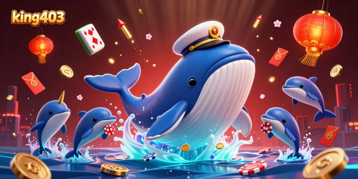 Engage in winning strategies with king403's vibrant cartoon casino scene featuring playful marine life.