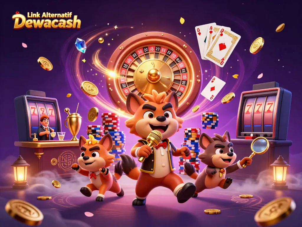 Experience the fun at Link Alternatif Dewacash with hyenas in a vibrant casino scene.