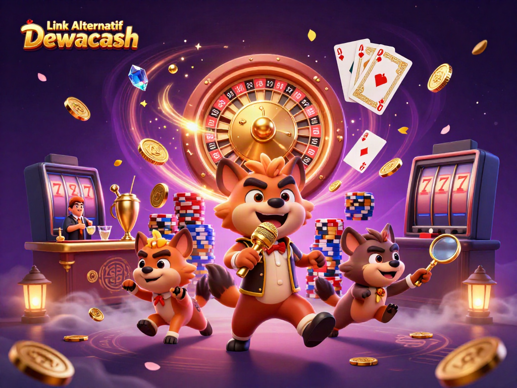 Experience the fun at Link Alternatif Dewacash with hyenas in a vibrant casino scene.