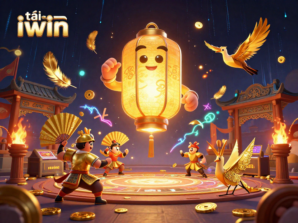 Engage with the vibrant scene of tải iwin, featuring golden lantern spirit at an exciting casino.
