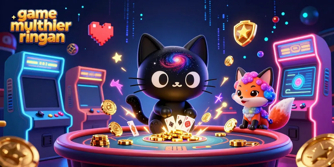 Permainan multiplayer ringan yang seru dengan kucing hitam gaya 3D dan teman rubah di kasino cosmic.