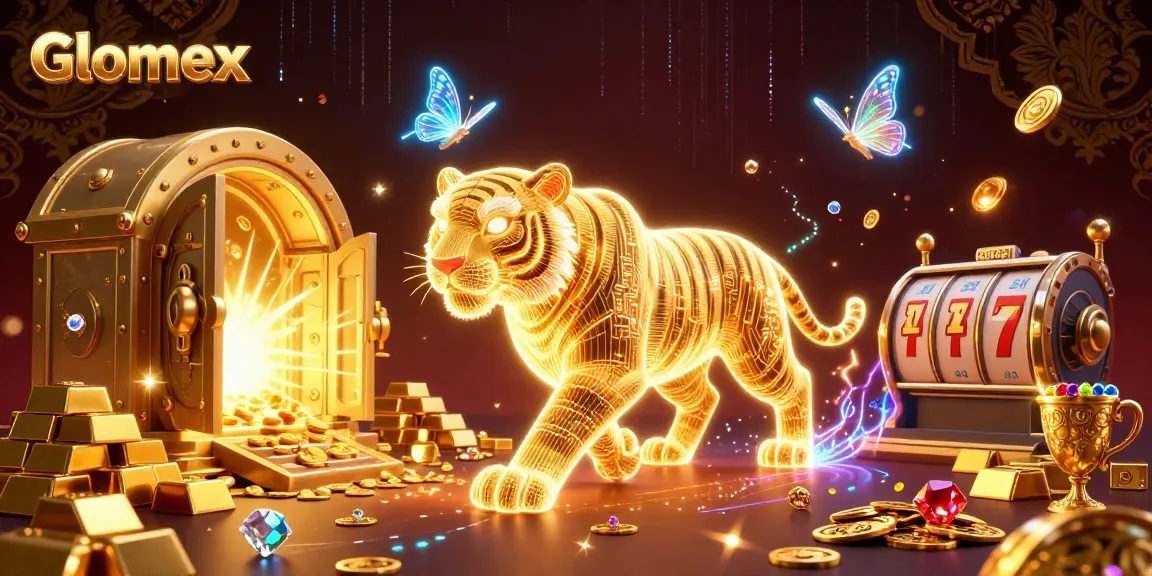 Engage with Glomex in a vibrant casino scene filled with treasures and elements of big wins.