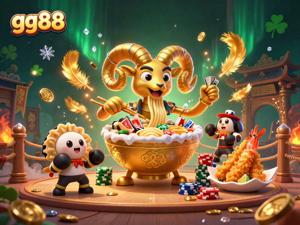 gg88 showcases a vibrant, action-packed casino scene with cartoon characters and gaming elements
