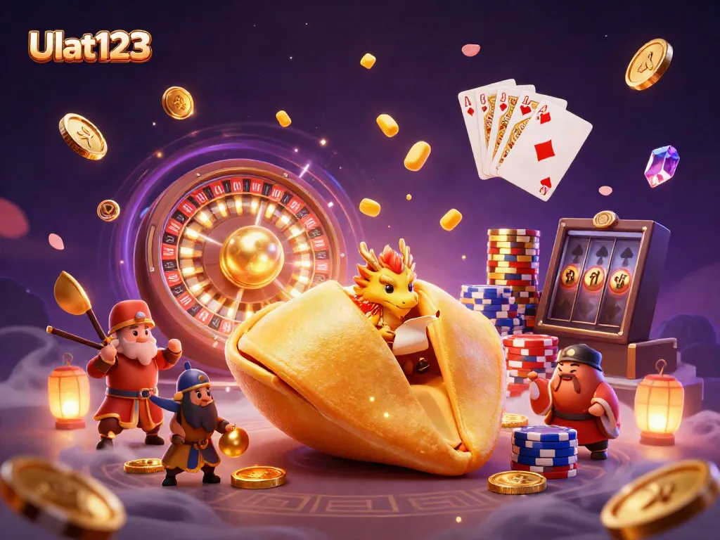 Experience Ulat123 at its finest with a scene of golden coins and a wise dragon revealing fortunes.