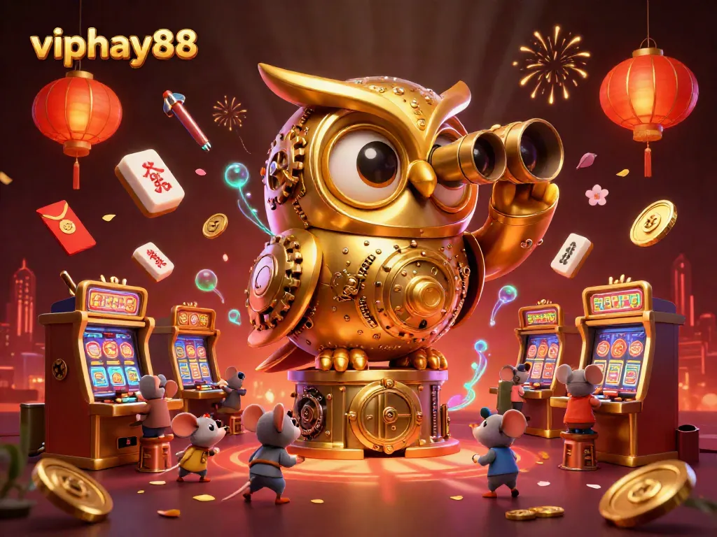 Experience the excitement of viphay88 casino with an owl scout and energetic mice in a riveting gambling scene.